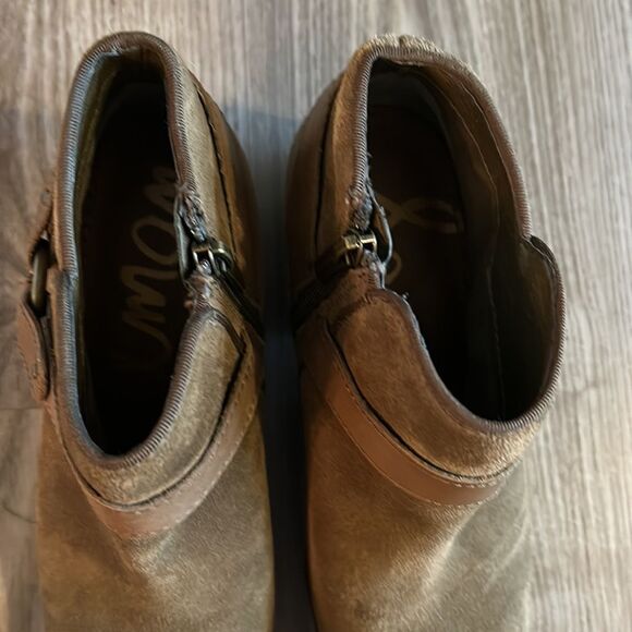 SAM EDELMAN PHOENIX GREEN AND TAN ANKLE BOOTIE GENUINE SUEDE SIZE 6 - Picture 5 of 9